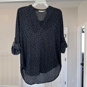 Navy leopard blouse